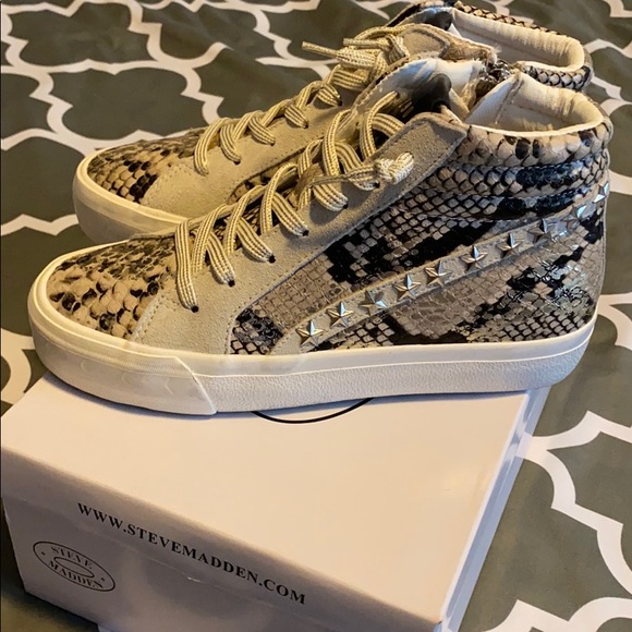 steve madden qualify gold snake embossed high top sneaker